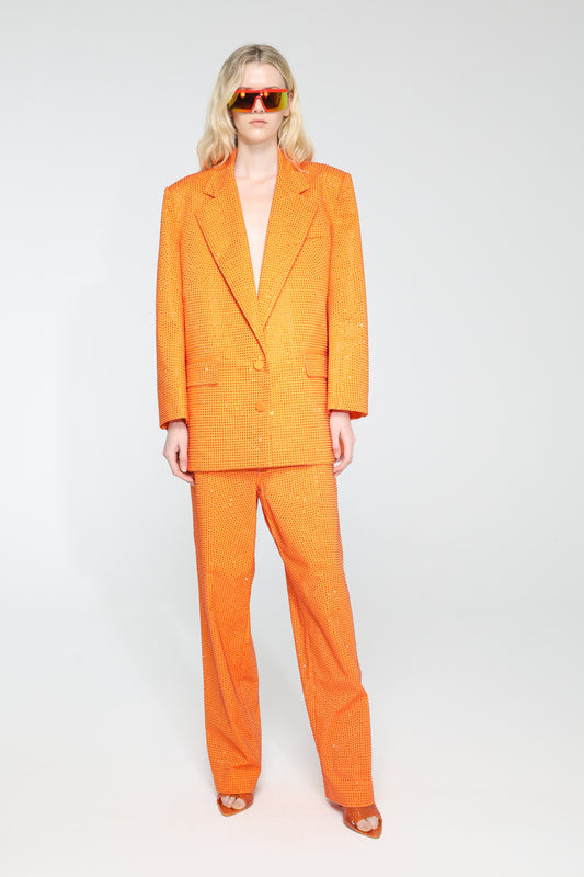 Rhinestone Oversize Blazer (Vibrant Orange)