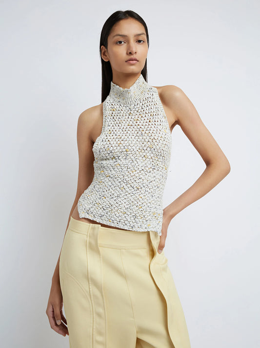 CROSS STITCH MOCK NECK HALTER