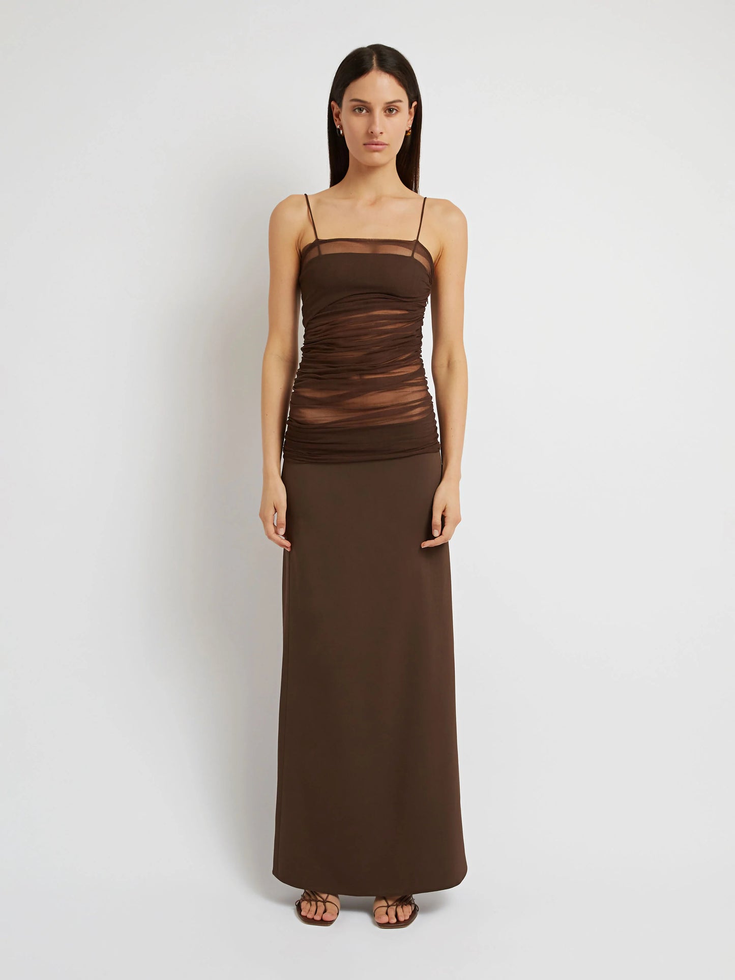 CONTRAST SHEER PANEL DRESS
