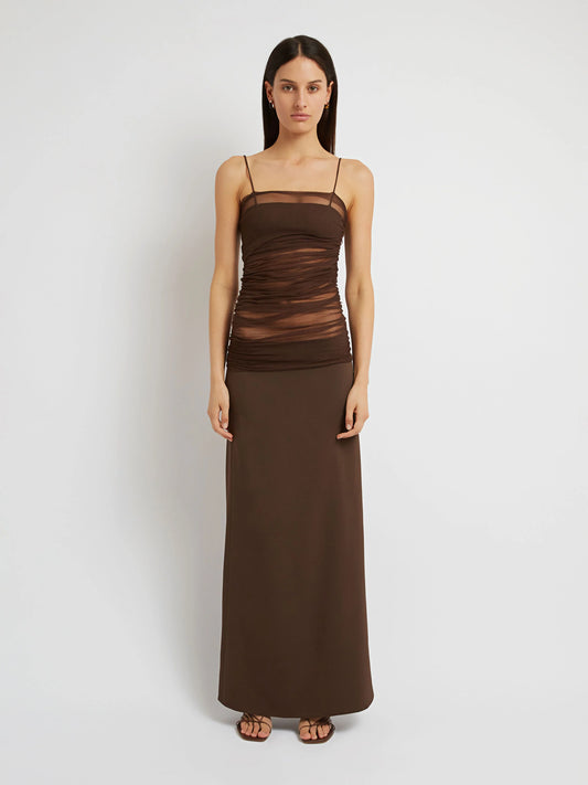 CONTRAST SHEER PANEL DRESS