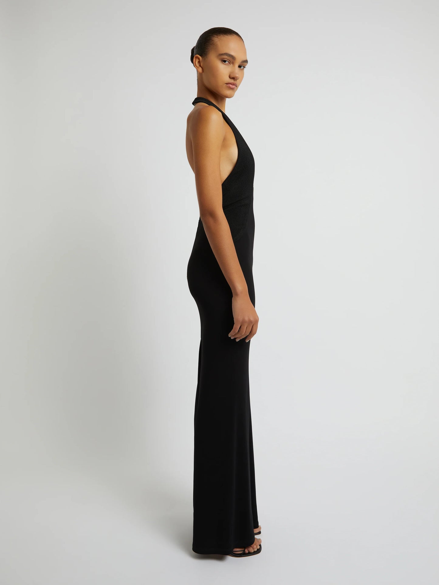 TAILORED SLOPE HALTER DRESS