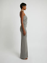 STRAPLESS RUCHED DRESS CONCRETE