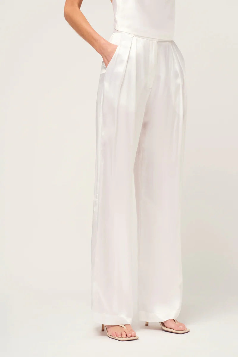 RELAXED SILK BOY PANT - WHITE
