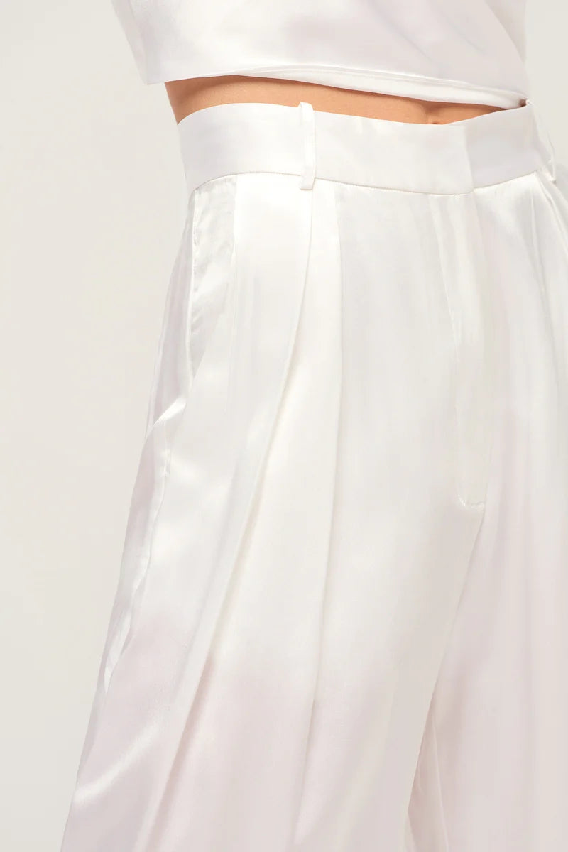RELAXED SILK BOY PANT - WHITE
