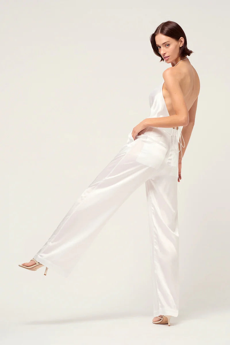 RELAXED SILK BOY PANT - WHITE