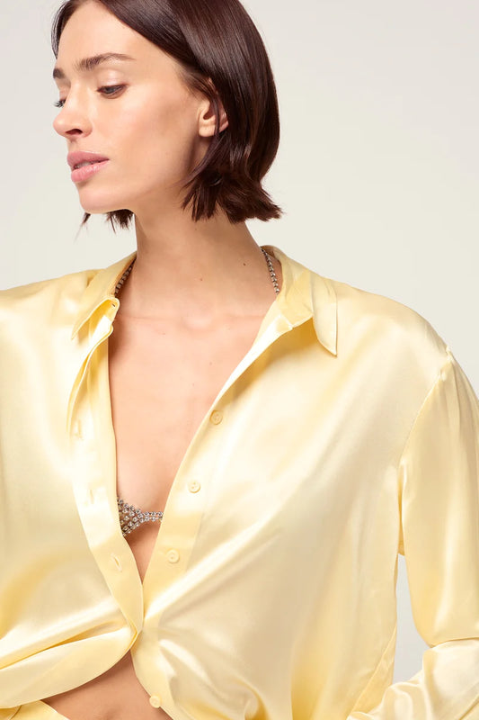 RELAXED SILK BOY SHIRT - PALE YELLOW