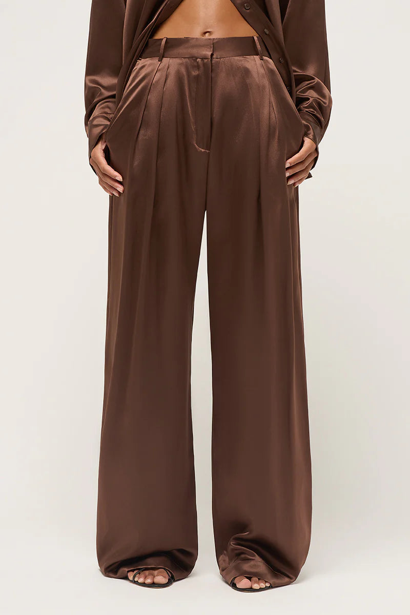 RELAXED SILK BOY PANT - BROWN