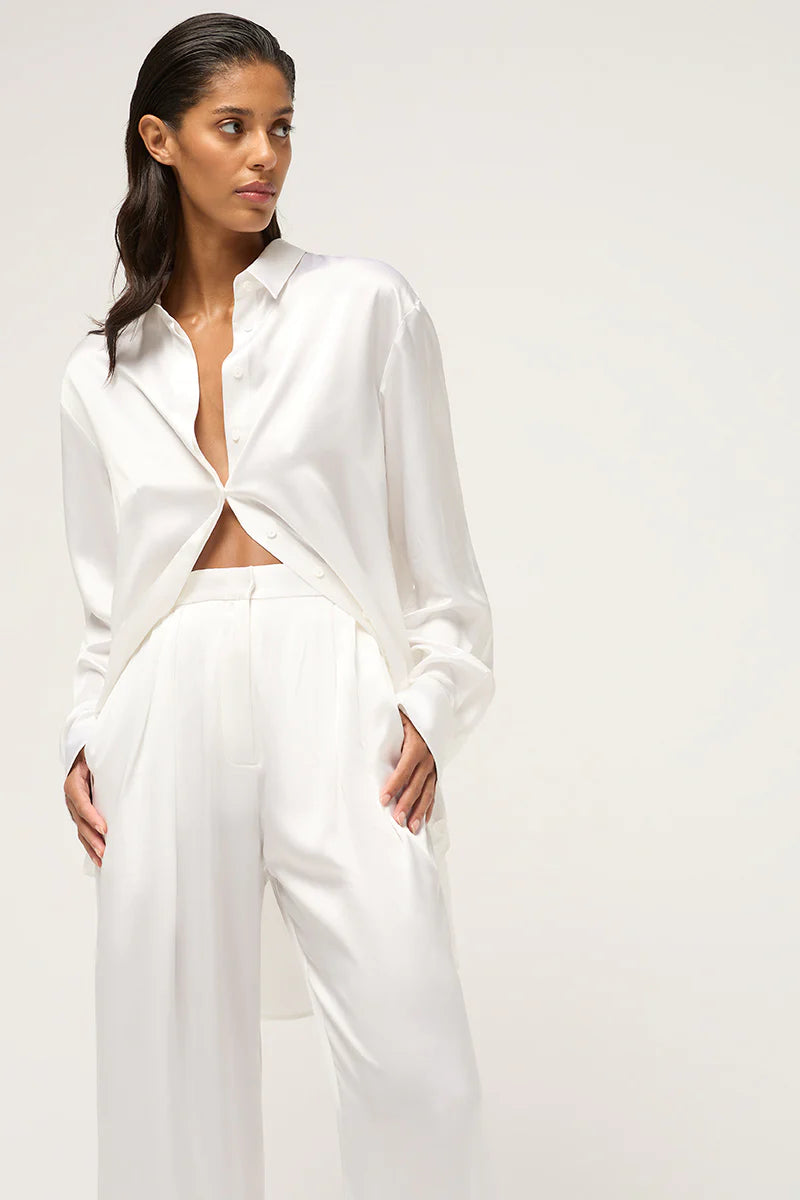 RELAXED SILK BOY SHIRT - WHITE