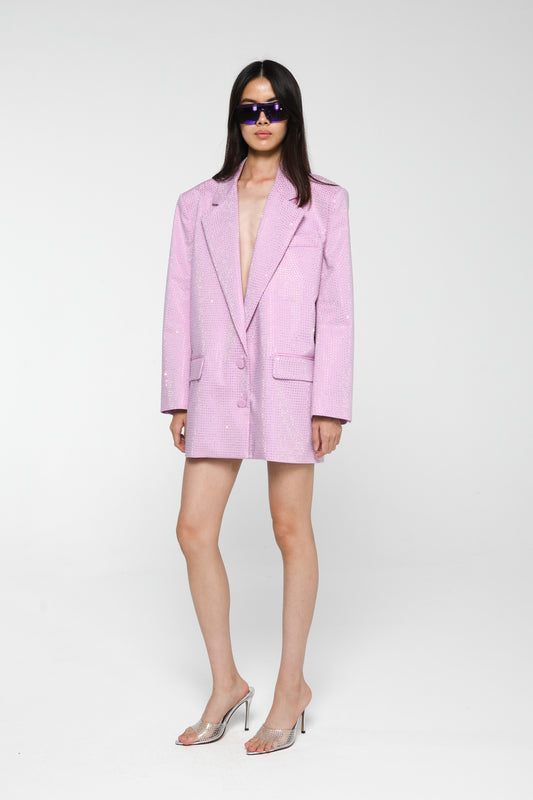 Rhinestone Oversize Blazer (Lilac Pink)